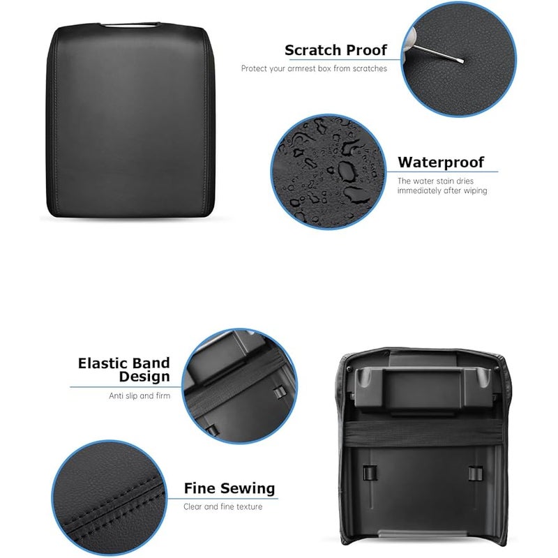 INTGET Center Console Cover for Ford F150 Accessories 2015-2020 2016 2017 2018 2019 Car Middle Lid Seat Armrest Cover Protector Elbow Cushion Pad (Black Stitches, 2015-2020) - Image 4