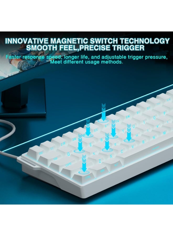AULA Aula WIN60 HE Max - 60% Mechanical Gaming Keyboard Wired, Hall Effect Magnetic Switch Hot Swappable, Adjustable Actuation RT Mode, 8000 Hz Polling Rate, RGB Keyboard 60 Percent Compact Design for PC (Wing Chun Magnetic Axis)  - Image 4
