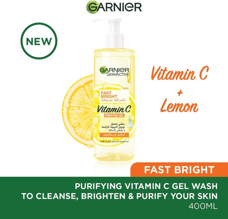 garnier Fast Bright Vitamin C Purifying Gel Wash – 400ml Skin Care - Image 1