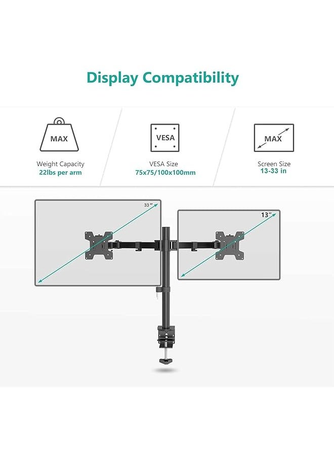 X spring Monitor Mount Stand Dual Monitor Stand Computer Monitor Stand With Maximum Load Of 9 Kg Per Arm 360 Degree Rotation Monitor Arm Desk Mount For 14 33 Inch Screen 75X75Mm 100X101Mm Vesa  - Image 5