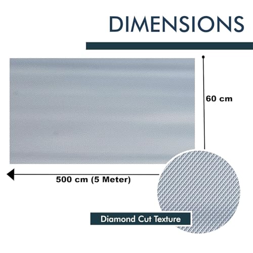 ElastPro (60 cm X 5 m) Silver EVA Food Grade Washable Anti Slip Mat/Sheet for Fridge, Shelf Liner, Table, Kitchen Drawer mat (Diamond Texture, Metallic Grey) - Image 2