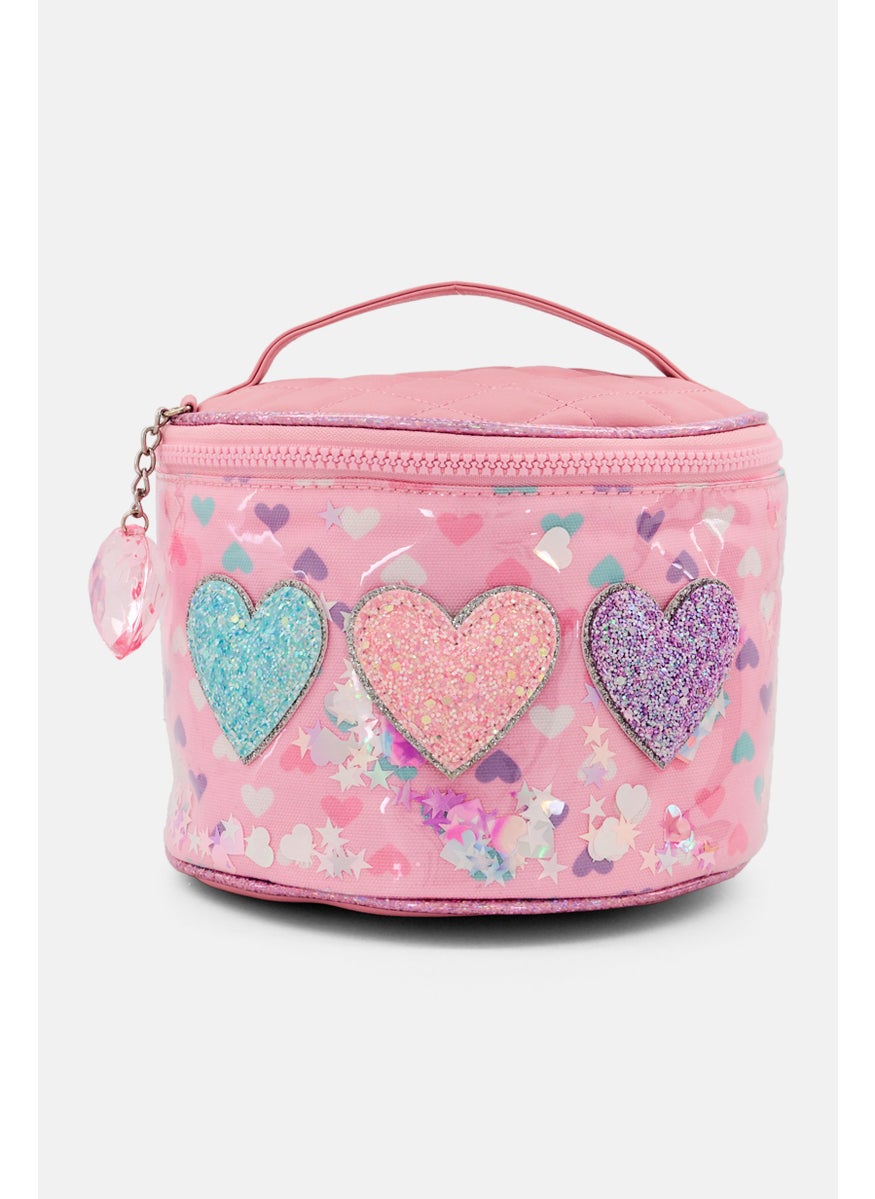 Miss Gwen's OMG Kids Girl Glittered Hearts Glam Bag With Heart Charm, Pink  - Image 1