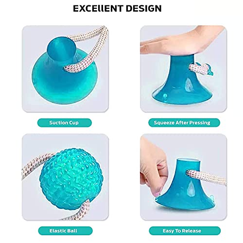 POODLES Suction Cup Dog Toy, Self-Playing Tug of War Dog Toy with Chew Rubber Ball, Dog Rope Toys for Aggressive Chewers, Interactive Pet Tug Toy for Boredom, Indestructible Bite Toy Teething, Blue - Image 3