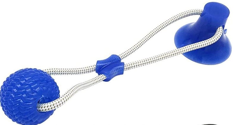 POODLES Suction Cup Dog Toy, Self-Playing Tug of War Dog Toy with Chew Rubber Ball, Dog Rope Toys for Aggressive Chewers, Interactive Pet Tug Toy for Boredom, Indestructible Bite Toy Teething, Blue - Image 4