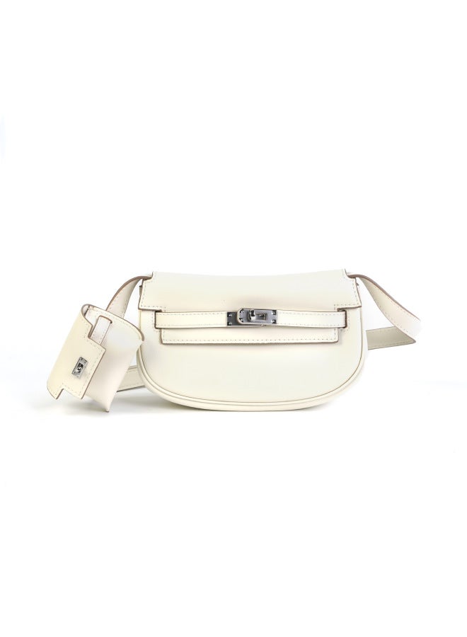 Genuine Leather Moove Kelly Tangyuan Bag Two-in-one Mini Single Shoulder Oblique Multi-function Saddle Women's Bag - Image 4