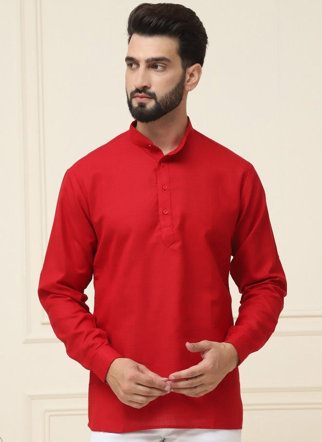 Sojanya Red Solid Straight Kurta for Men - Image 2