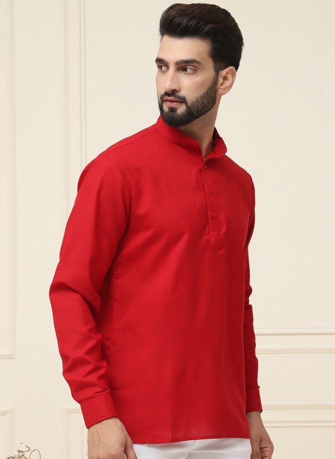Sojanya Red Solid Straight Kurta for Men - Image 4