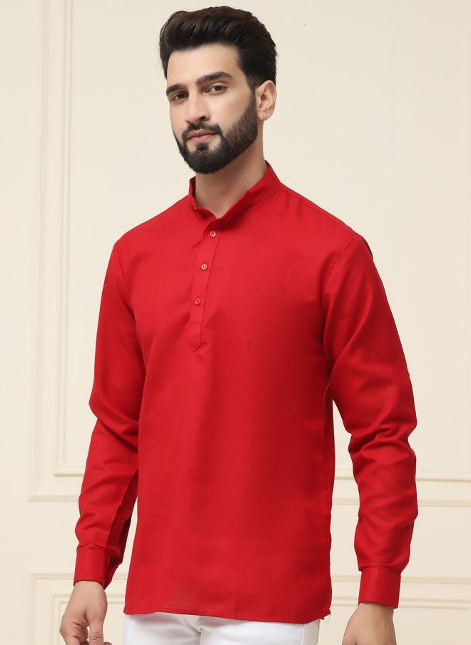 Sojanya Red Solid Straight Kurta for Men - Image 5