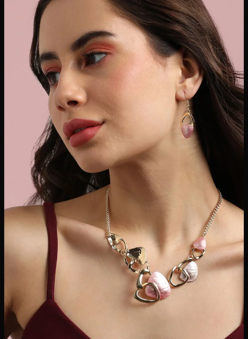 SOHI Gold Plated Designer Party Wear Necklace and Earring Set For Women