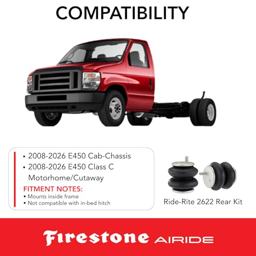 Airide Firestone Airide 2622 Ride-Rite Rear Air Springs Kit fits 2008-2026 E450 Cab-Chassis and E450 Class C Motorhome/Cutaway | 5-100 PSI | Load Capacity of 5,000 Pounds - Image 3