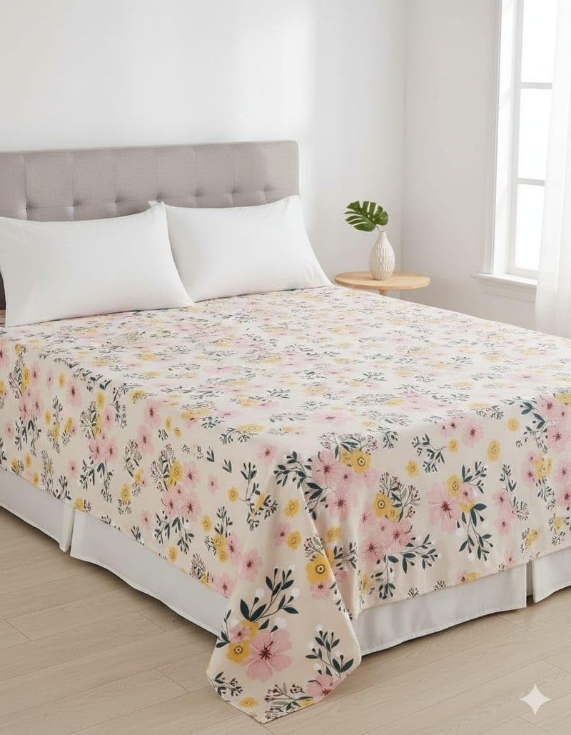 Temoli® Pure Cotton King Size Bedsheet with 2 Pillow Covers (108x108 Inch) – Soft, Breathable Summer Double Bed Sheet | Floral Multi Pattern - Image 1