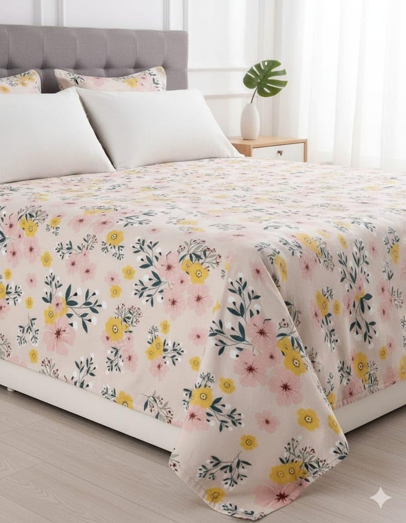 Temoli® Pure Cotton King Size Bedsheet with 2 Pillow Covers (108x108 Inch) – Soft, Breathable Summer Double Bed Sheet | Floral Multi Pattern - Image 2