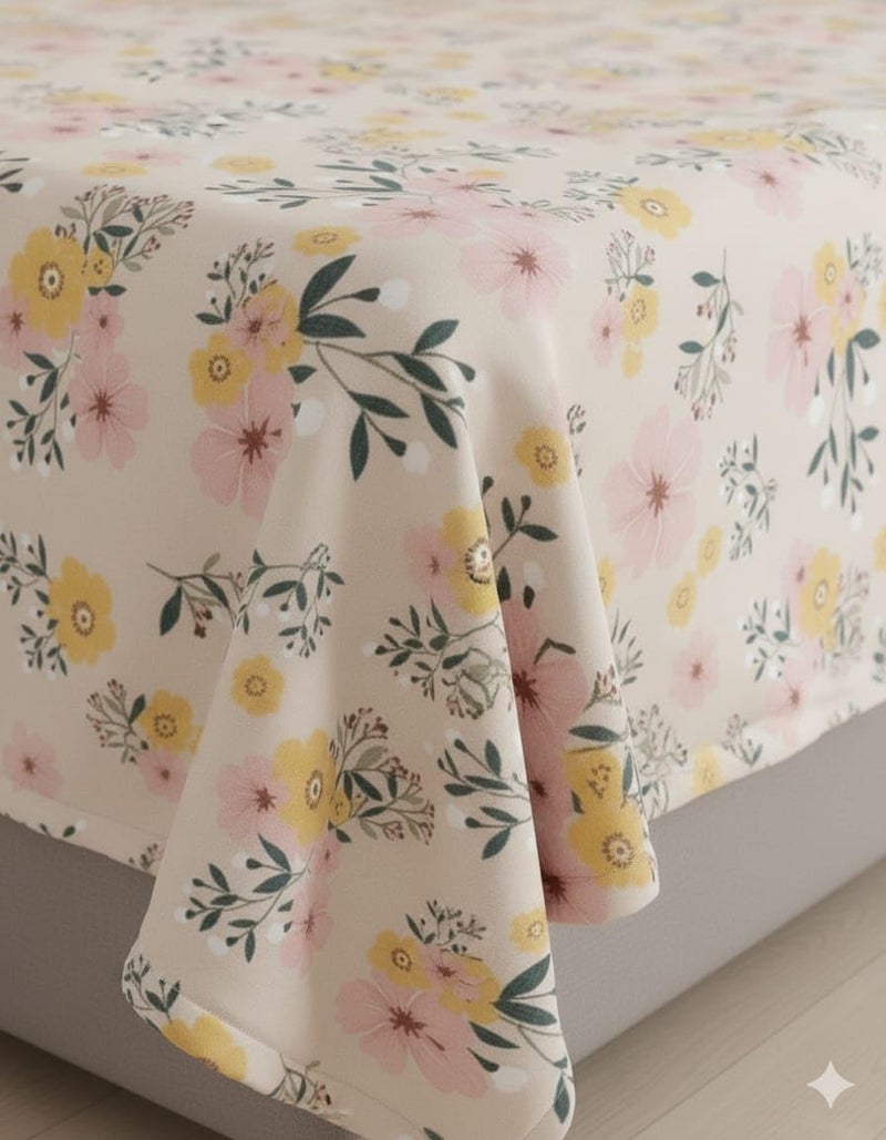Temoli® Pure Cotton King Size Bedsheet with 2 Pillow Covers (108x108 Inch) – Soft, Breathable Summer Double Bed Sheet | Floral Multi Pattern - Image 4