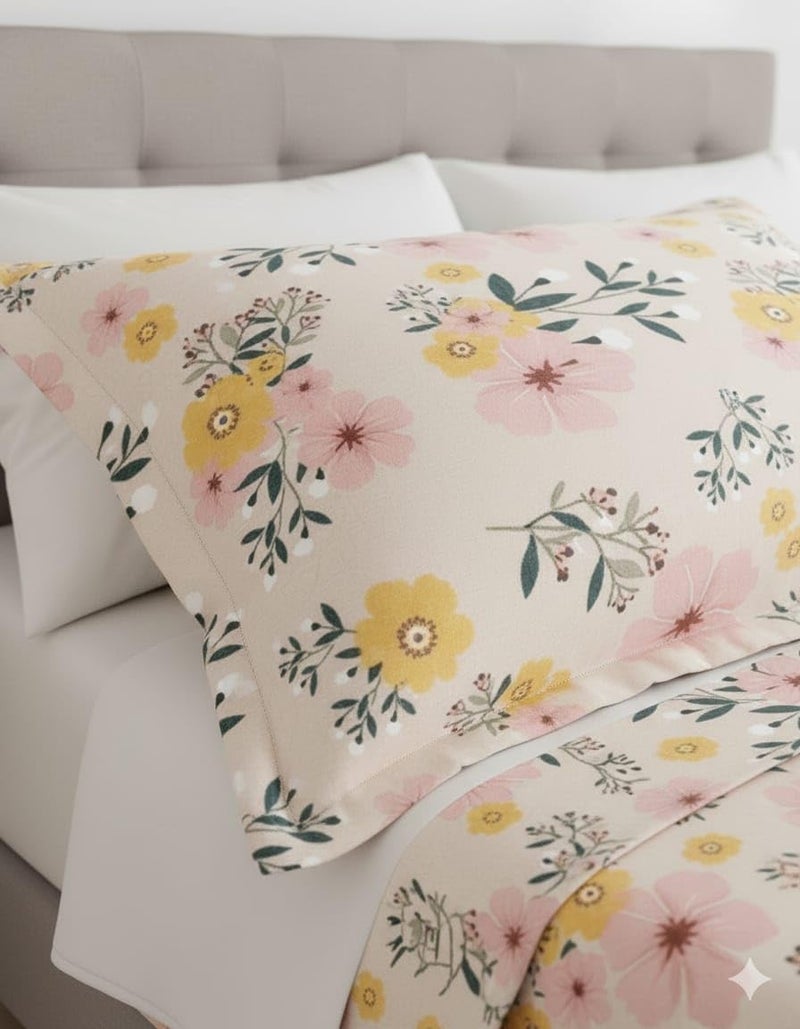 Temoli® Pure Cotton King Size Bedsheet with 2 Pillow Covers (108x108 Inch) – Soft, Breathable Summer Double Bed Sheet | Floral Multi Pattern - Image 3