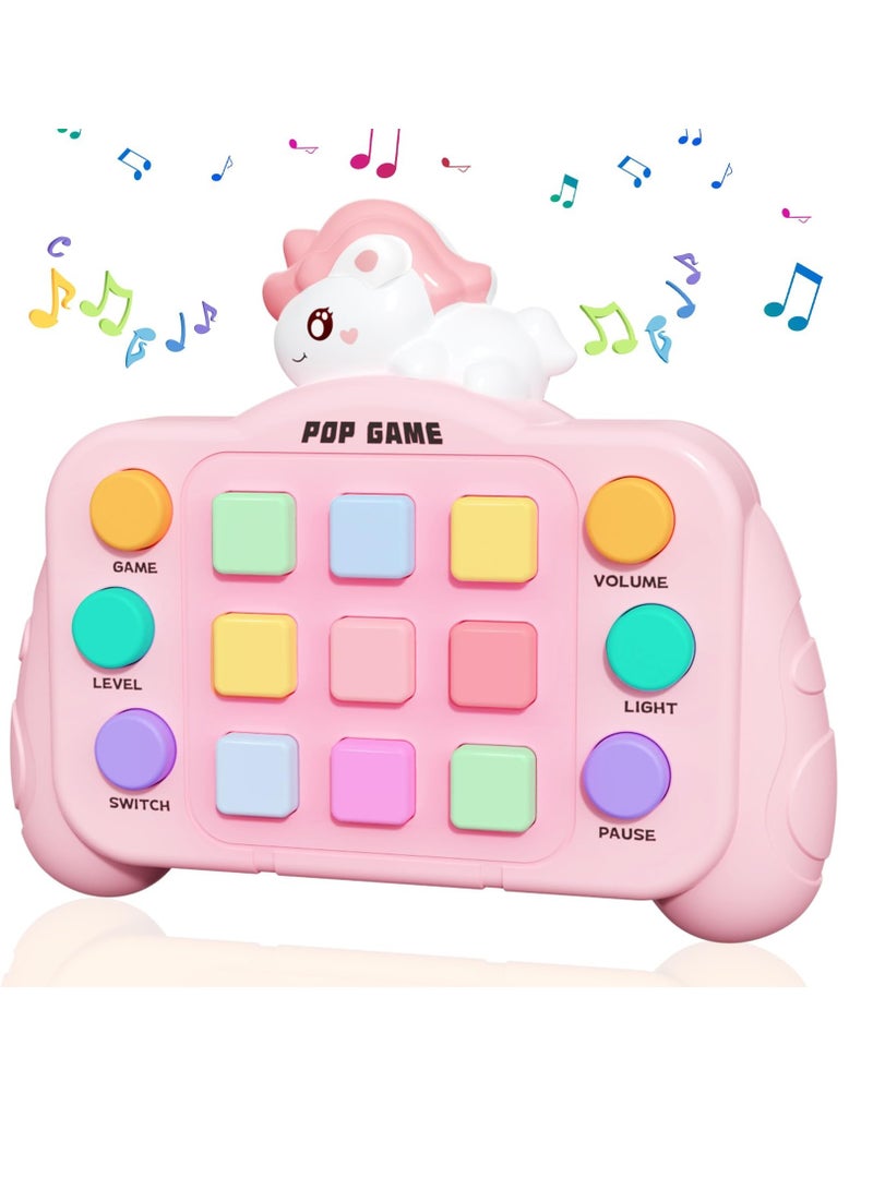 SOLARAE Fast Push Game Fidget Toys, Upgraded Flashing Handheld Game Sensory Toys for Kids, Light up Pop Game Sensory Fidget Stem Toys for Kids Ages 3-12 for Boys and Girls Birthday Gift,Batteries not included - Image 1