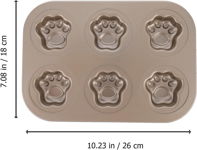 6-cavity Cat Paw Shape Carbon Steel Cake Molds Non-stick Cupcake Baking Pan for Dessert Making, Kitchen Bakeware Tool for Home and Party Use - Image 2