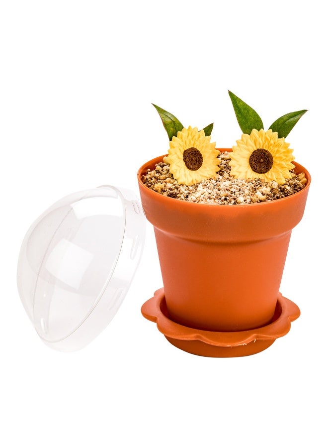 Restaurantware 6 Ounce Cupcake Flower Pots, 100 Disposable Dessert Flower Pots - Lids Included, With Removable Saucer Base, Brown Plastic Cupcake Pot Holders, For Cake, Puddings, And Desserts - Image 2