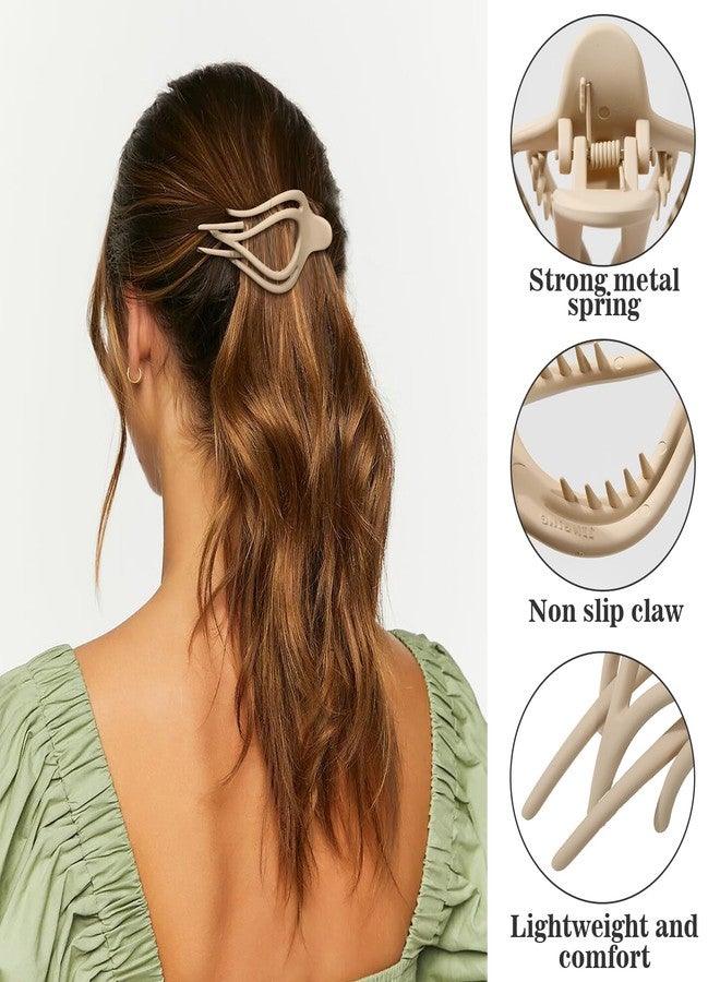 AWAYTR French Concord Hair Clips Claw - 6Pcs Side Slid Flat Hair Clips for Volume Strong Hold No Slip Grip Hair Claw Clips for Women Girls Thick Thin Hair (Matte Curved(Medium,4 inches) #1) - Image 3