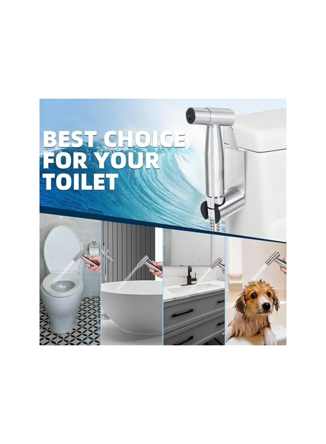 The Bros Handheld Bidet Sprayer for Toilet,Bidet Sprayer Kit with 1.5m Hose/Fixed Seat/Triangle Valve,Spray Gun for Toilet Muslim Shower for Personal Hygiene - Image 4