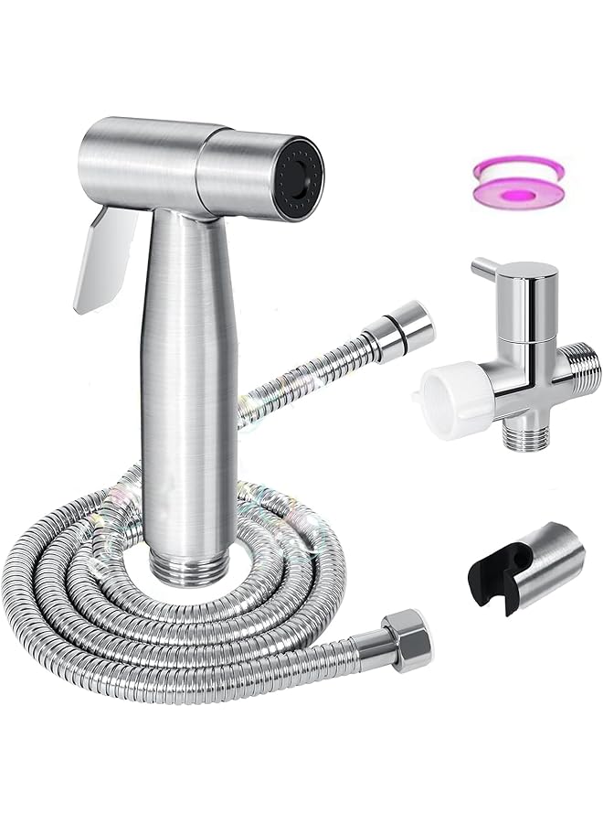 The Bros Handheld Bidet Sprayer for Toilet,Bidet Sprayer Kit with 1.5m Hose/Fixed Seat/Triangle Valve,Spray Gun for Toilet Muslim Shower for Personal Hygiene - Image 1