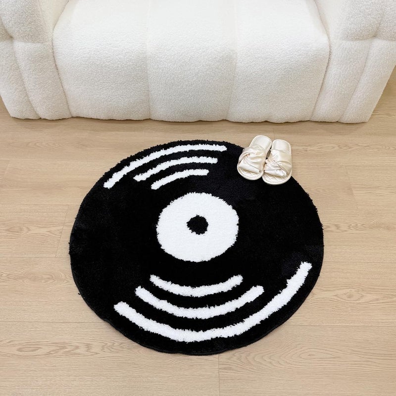LAKEA Creative Vinyl Record Tufted Rug Indoor Aesthetic Home Decoration Round Tufting Soft Rug Horror Movie Safety Mat (31.5 X 31.5 inch) - Image 2