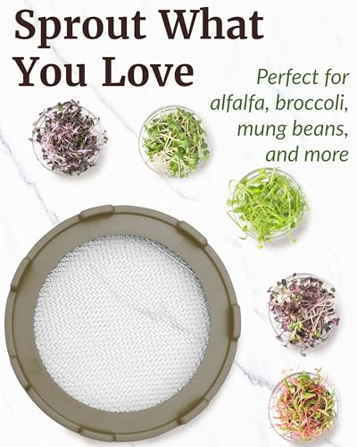 Elementi Sprouting Kit - Set of 2 Sprouting Lids for Wide Mouth Mason Jars, Sprouts Growing Kit for Bean Sprouts (Mushroom) - Image 3