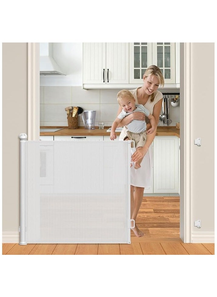 Pokuula Safety Baby Gate 180cm Retractable Baby Gate Barrier Mesh Door Gate, 86cm Tall, Pet Child Gate for Stairs, Doorway, Indoor/Outdoor  - Image 1