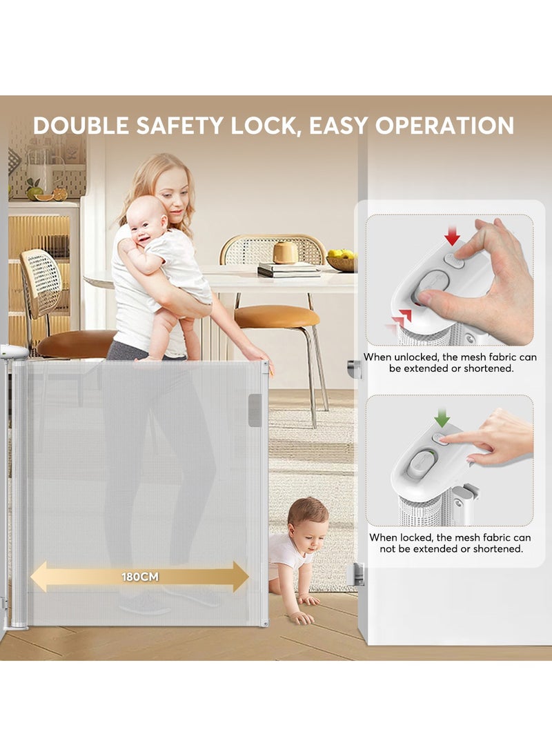 Pokuula Safety Baby Gate 180cm Retractable Baby Gate Barrier Mesh Door Gate, 86cm Tall, Pet Child Gate for Stairs, Doorway, Indoor/Outdoor  - Image 5