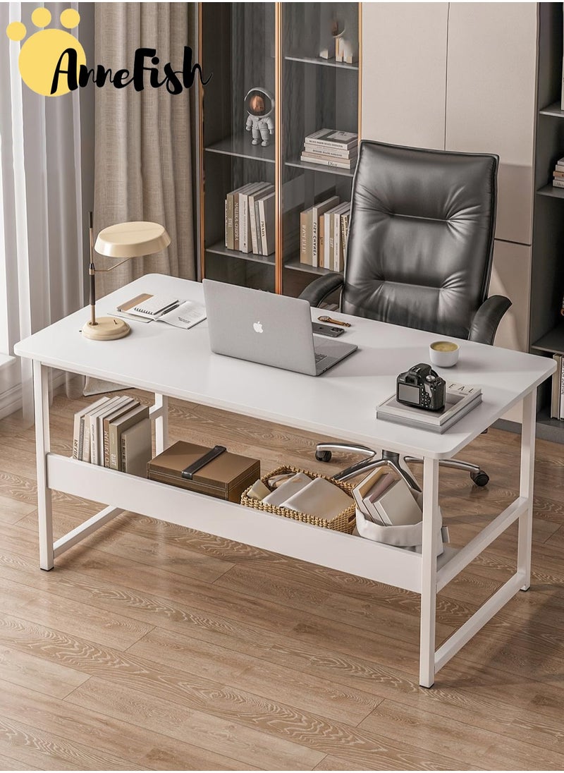 AnneFish 120*60*72cm Computer Desk Home Office Writing Study Desk Modern Simple Style Laptop Table With Storage Board  - Image 1