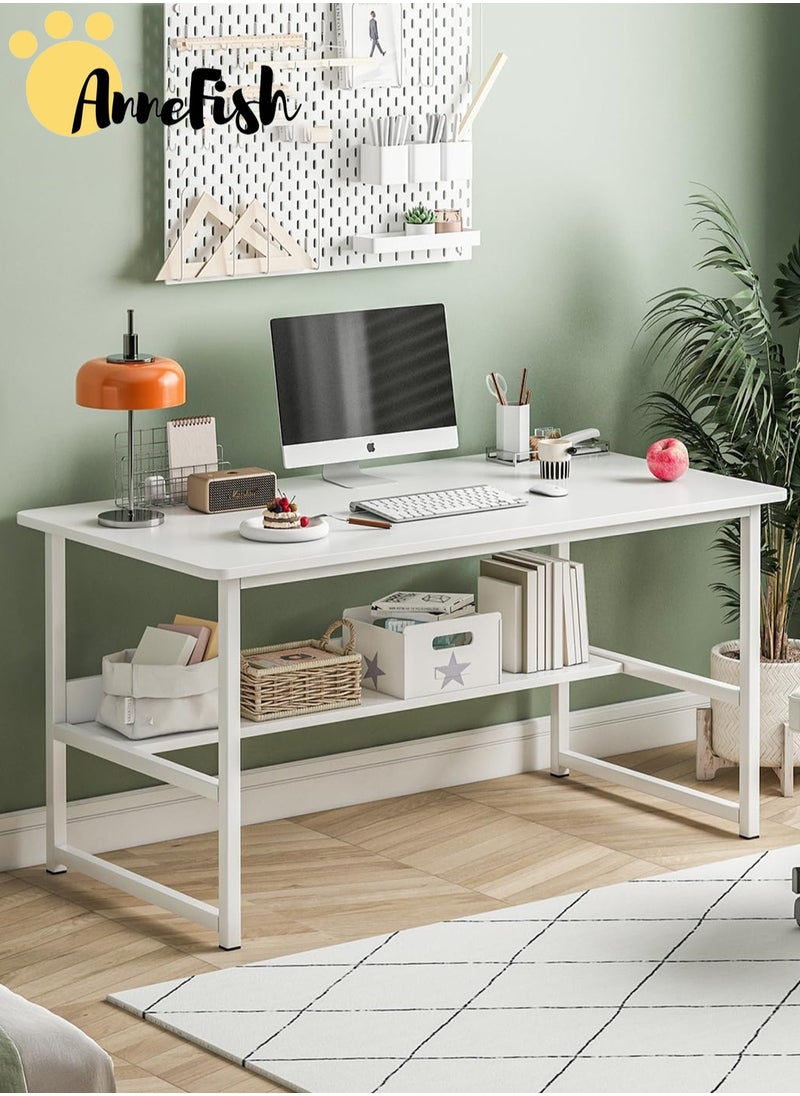AnneFish 120*60*72cm Computer Desk Home Office Writing Study Desk Modern Simple Style Laptop Table With Storage Board  - Image 3