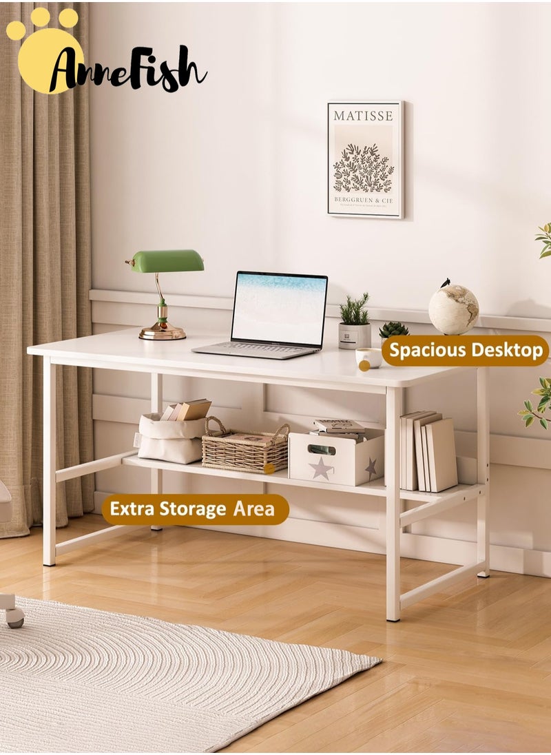 AnneFish 120*60*72cm Computer Desk Home Office Writing Study Desk Modern Simple Style Laptop Table With Storage Board  - Image 4
