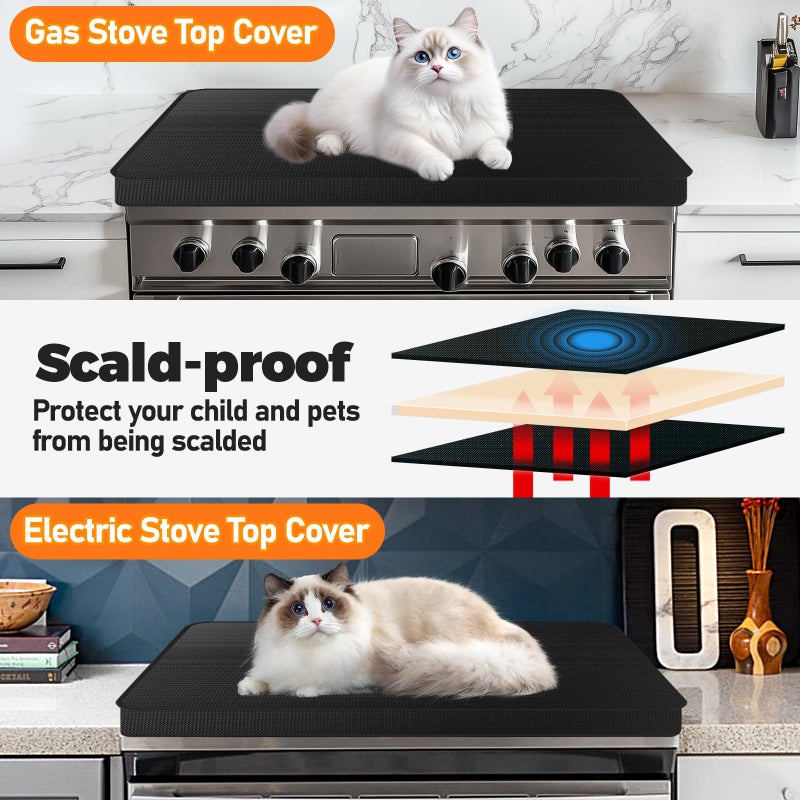 TOHONFOO Fireproof Gas Stove Top Covers, Waterproof Anti Dust Stove Top Covers for Gas Burners Fit Various Ranges Stoves for Kitchen, Washable Stove Top Cover, 30" x 21" Stovetop Cover - Image 3