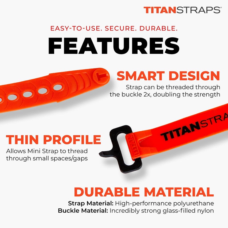 TitanStraps Titan Utility Straps â€“ Mini Straps Set to Organize Computer Cables, Arts & Crafts, and Fishing Rods (6" Length / 4-Pack, Fire) - Image 3