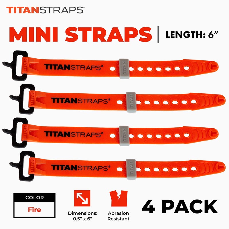 TitanStraps Titan Utility Straps â€“ Mini Straps Set to Organize Computer Cables, Arts & Crafts, and Fishing Rods (6" Length / 4-Pack, Fire) - Image 2