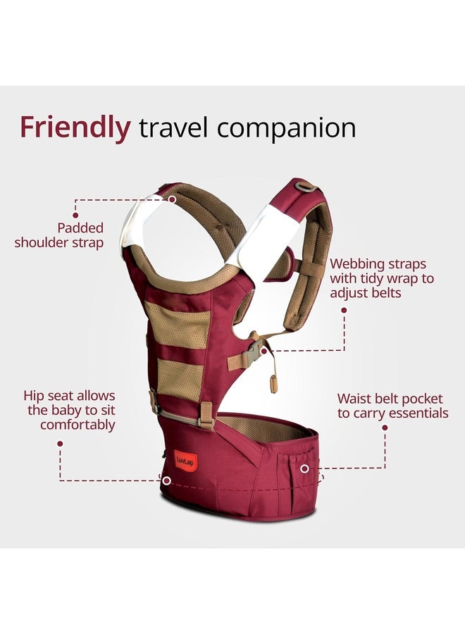 Luvlap Royal Hip Seat Baby Carrier with 4 Carry Positions, Baby Carrier with Hip seat for 6 to 24 Months Baby, Adjustable New-Born to Toddler Carrier, Max Weight Up to 15 Kgs (Purple) - Image 2
