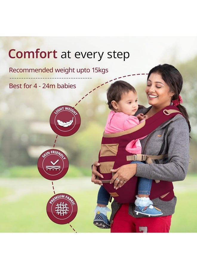 Luvlap Royal Hip Seat Baby Carrier with 4 Carry Positions, Baby Carrier with Hip seat for 6 to 24 Months Baby, Adjustable New-Born to Toddler Carrier, Max Weight Up to 15 Kgs (Purple) - Image 4
