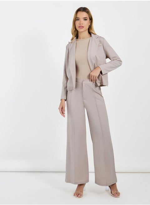 Regular Fit Short Length Blazer & Wide Leg Tailored Pants Co-Ords