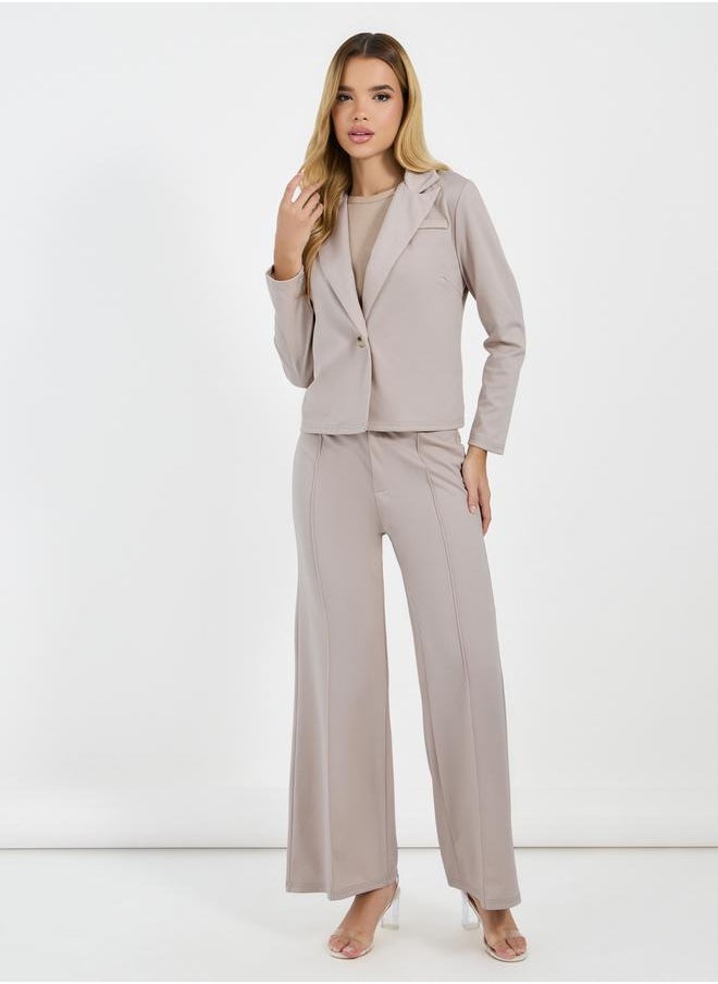 Regular Fit Short Length Blazer & Wide Leg Tailored Pants Co-Ords