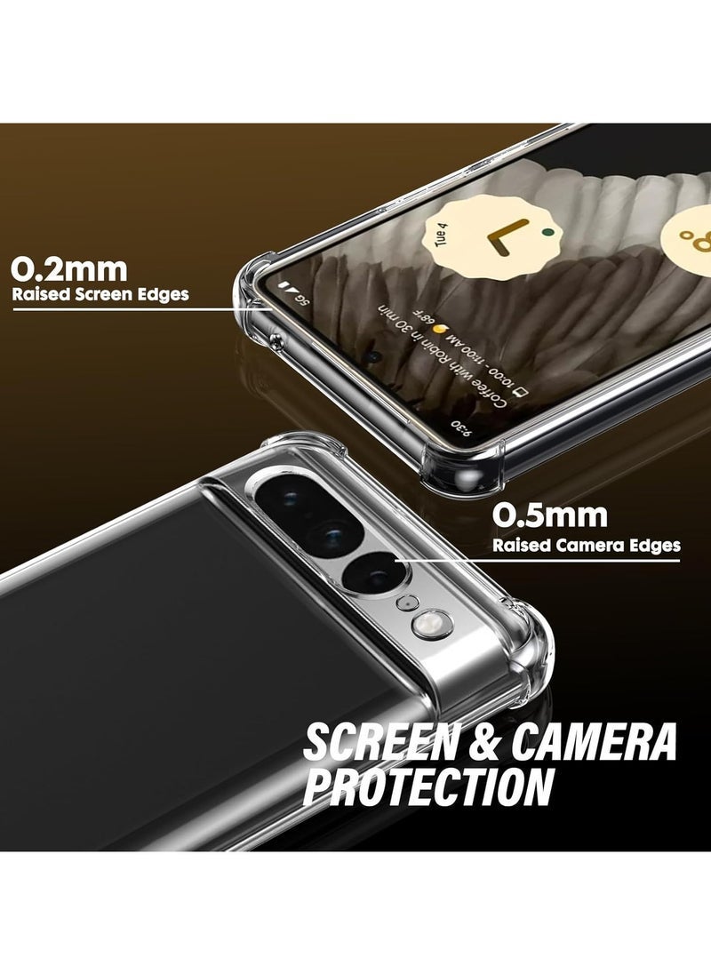 ELTRAZONE Google Pixel 7 Pro 5G Case, Soft Silicone TPU Bumper Shockproof Protective Cover with 1 Piece Screen Protector, Transparent - Image 2
