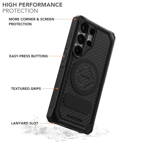 ROKFORM Rugged Protective Case Compatible with Galaxy S25 Ultra Magnetic Cover with Twist Lock DropTested Armor Black - Image 3