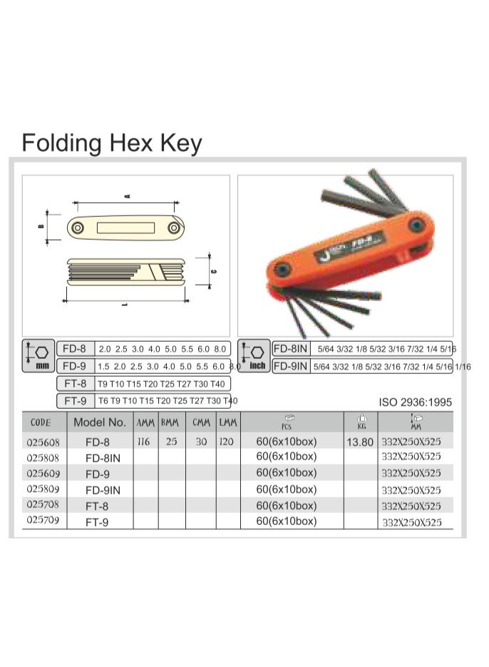 jetechtool Jetech 9-Piece Folding Allen Wrenches Sets Metric Allen Key Set 1.5mm- 8mm, Folding Hex Keys for Home Repair and Bikes (EDC), Gift for Men - FD-9 - Image 3