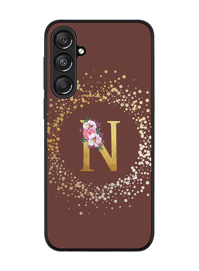 Stylizedd For Samsung Galaxy A16 / A16 5G Case,Slim fit Camera Protection, Shockproof Thin Phone cover - Custom Monogram Floral - N (Brown ) - Image 1