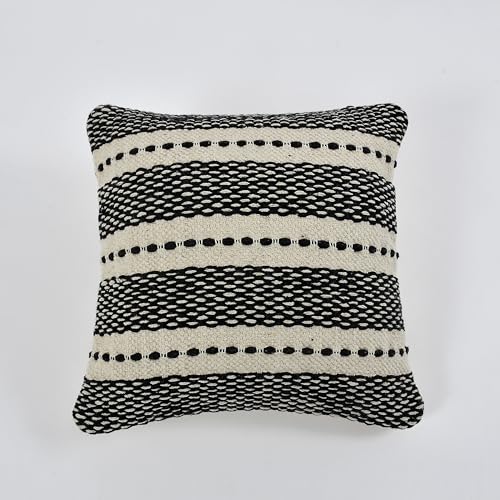 TIB Premium Boho Decorative Throw Cushion Covers, 16 x 16 cm, Set of 2, Cotton. (Black Lines)-230 TC - Image 3