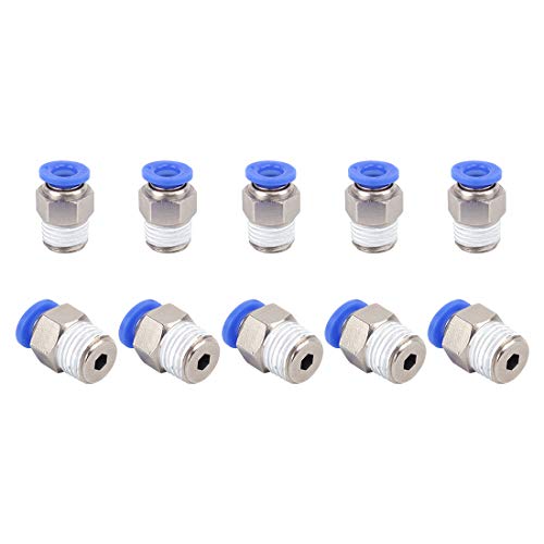 SNS SPC1/4-02NPTBE 1/4"Tube OD x 1/4 NPT Male Straight Nickel Plated Brass Push to Connect Pneumatic Fittings（10 PCS） - Image 1