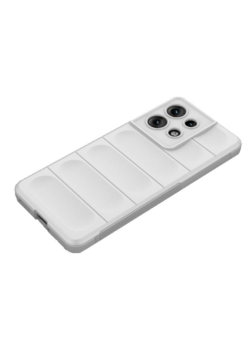 for Motorola G75 5G Case Cover, Heavy Duty 4D Striped Pattern Sensory Soft Silicone Full Portection Shockproof Phone Case for Motorola G75 5G, White