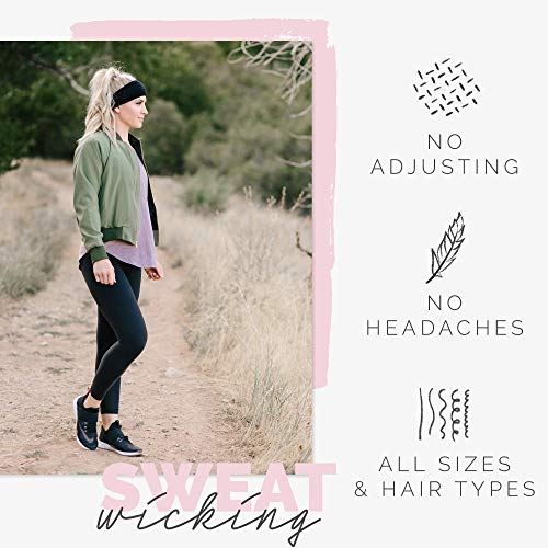 Maven Thread Black, Women's 4" Thick Non Slip Sweatbands - 2 Pack - For Yoga, Running, Gym Workouts, Cycling, Hiking, and Other Sports Activities - Image 4
