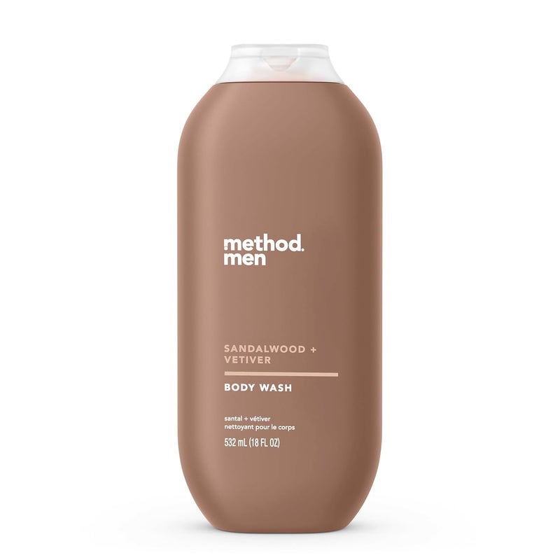 Method Men Body Wash, Sandalwood + Vetiver, Paraben and Phthalate Free, 18 fl oz (Pack of 1) - Image 1