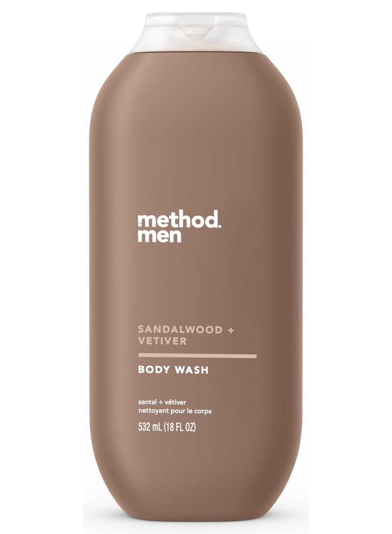 Method Men Body Wash, Sandalwood + Vetiver, Paraben and Phthalate Free, 18 fl oz (Pack of 1) - Image 1
