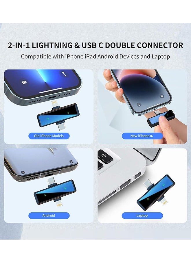 Wireless Lavalier Microphone with Noise Cancellation: With Charging Case Dual-channel 60m Range ,2  in 1 Type-C Port & Lightning Port , Mini Microphone for Mobile Video Recording/Vlog Interview/YouTube/ TikTok/ Online Classroom, Compatible with iPhone16/15/14/13/Samsung/ Huawei /Laptop/iPad/Android Phone(Black) ﻿  - Image 4