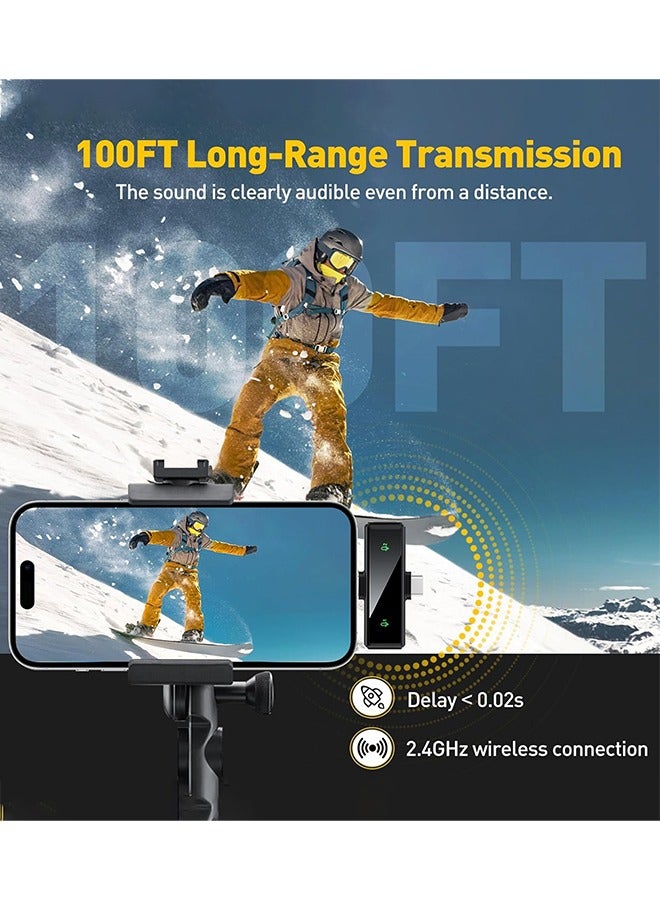 Wireless Lavalier Microphone with Noise Cancellation: With Charging Case Dual-channel 60m Range ,2  in 1 Type-C Port & Lightning Port , Mini Microphone for Mobile Video Recording/Vlog Interview/YouTube/ TikTok/ Online Classroom, Compatible with iPhone16/15/14/13/Samsung/ Huawei /Laptop/iPad/Android Phone(Black) ﻿  - Image 5